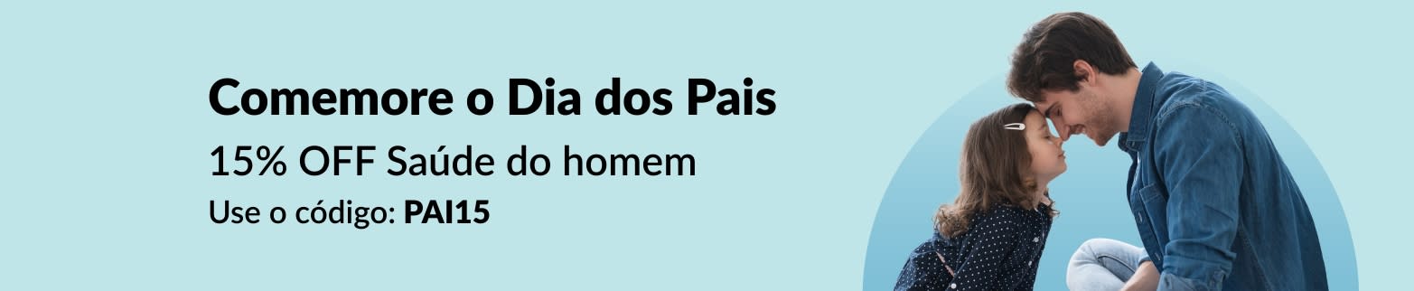 Comemore o Dia dos Pais com 15% OFF em produtos para a saúde do homem. Use o código PAI15