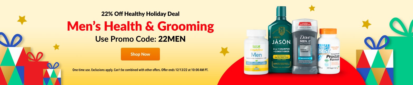 22% OFF MEN'S HEALTH & GROOMING PCODE: 22MEN