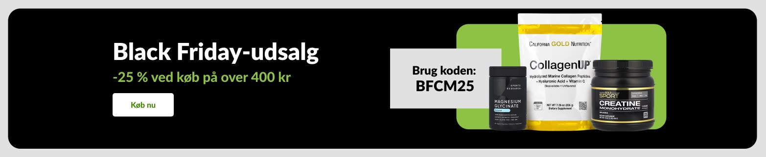 Black Friday-udsalg med 25% rabat ved køb på over 400 kr. Brug koden BFCM25. Indeholder kosttilskud.