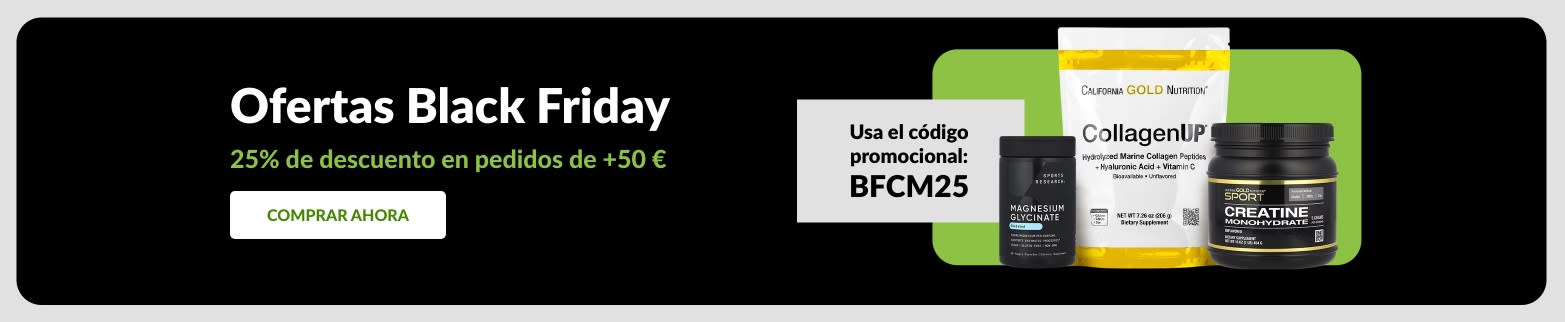 Ofertas Black Friday: ​25% de descuento en pedidos de +50 € Usa el código promocional BFCM25. Incluye suplementos.