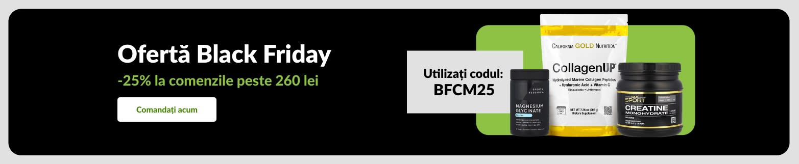 Ofertă Black Friday – 25% reducere la comenzile peste 260 lei. Utilizați codul BFCM25. Inclusiv pentru suplimente.