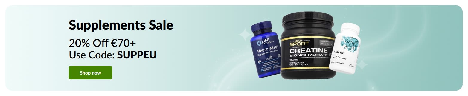 Supplements Sale: Up to 20% Off with code SUPPEU.