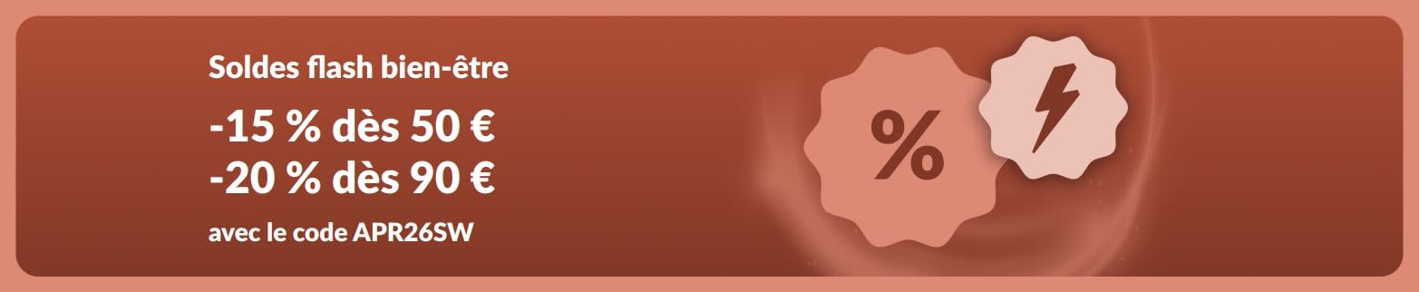 Bannière iHerb bien-être offrant une réduction avec le code APR26SW.