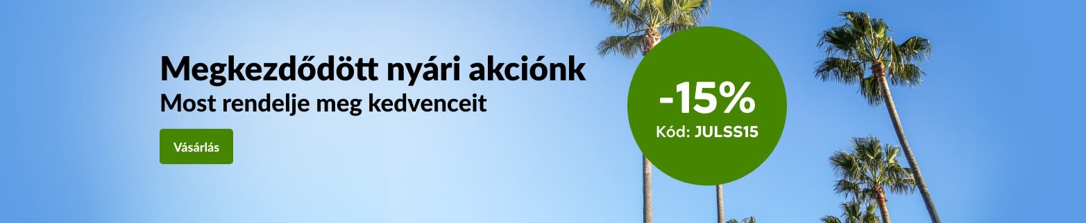 15% kedvezmény nyári akciónk keretében a JULSS15 kóddal.