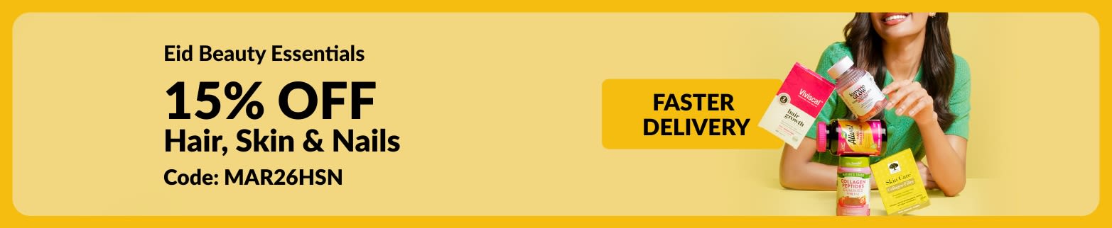 Eid Beauty Essentials. 15% OFF Hair, Skin & Nails. Code: MAR26HSN. Faster Delivery.