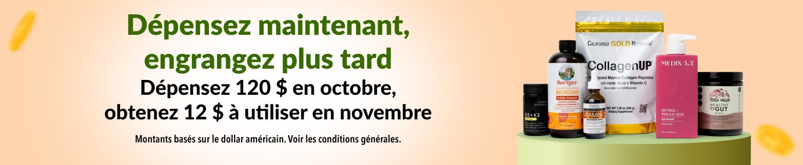 Dépensez 120 $ en octobre, obtenez 12 $ à utiliser en novembre