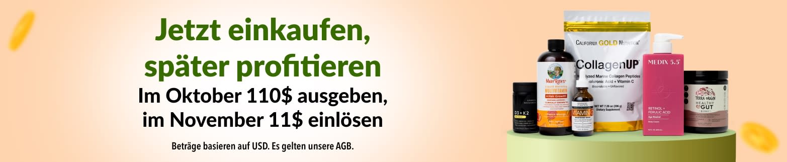 Im Oktober 110$ ausgeben, im November 11$ einlösen