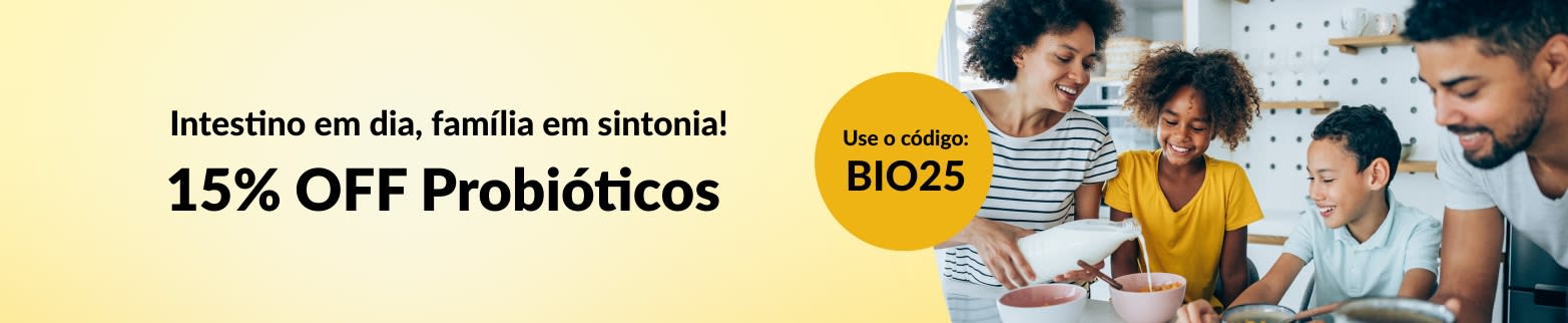 15% OFF PROBIÓTICOS COM O CÓDIGO: BIO25