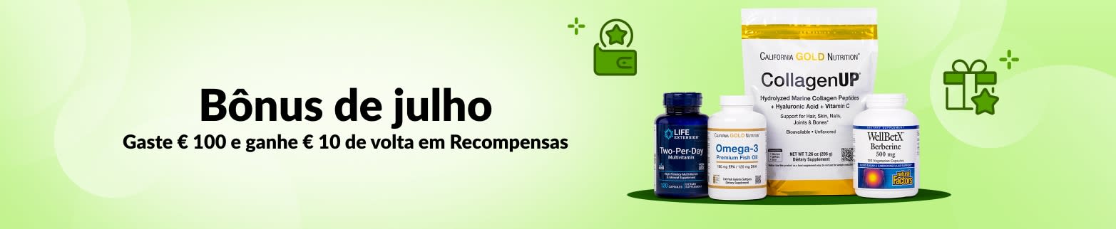 GASTE € 100, GANHE € 10 BÔNUS DE JULHO