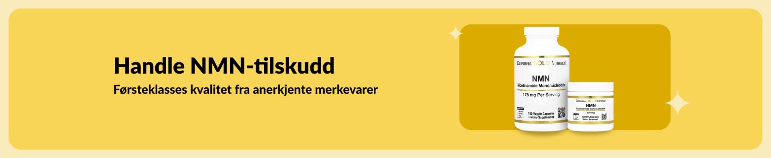 iHerb-banner som oppfordrer til å kjøpe NMN-kosttilskudd av høy kvalitet fra pålitelige merker.