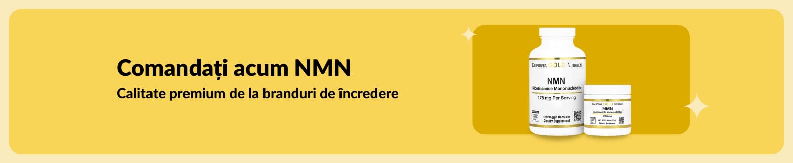 Banner iHerb cu suplimente NMN premium de la branduri de încredere.