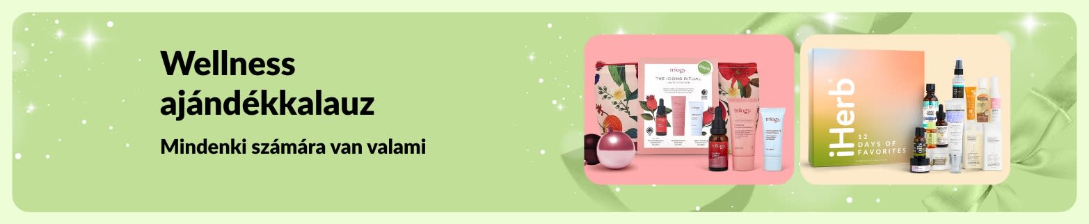 iHerb Wellness ajándékkalauz banner, amely gondosan összeállított önápolási és szépségápolási ajándékcsomagokat tartalmaz, amelyek tökéletesek mindenki számára, akit meg akar ajándékozni.
