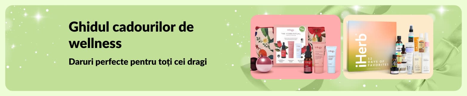 Ghid de cadouri de wellness iHerb, cu seturi cadou pentru îngrijire personală și frumusețe, ideale pentru cei dragi.