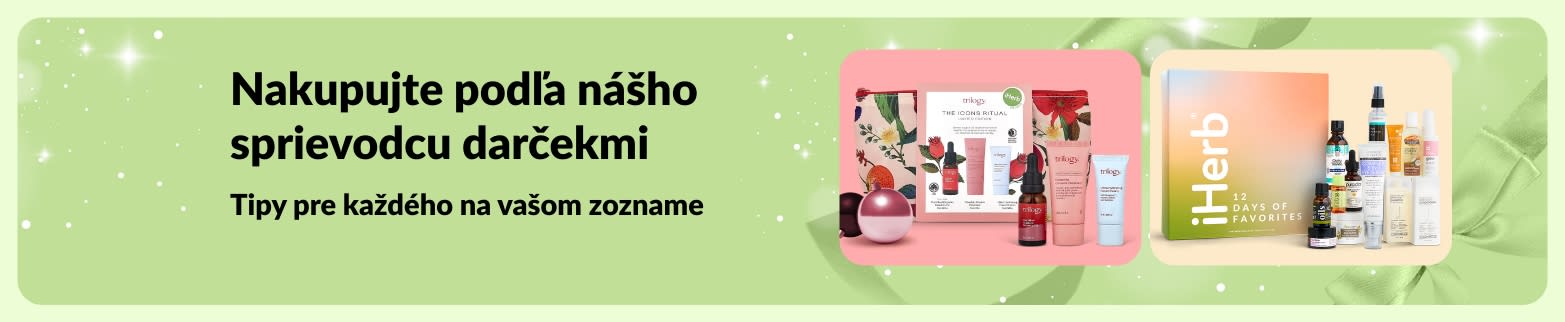 Banner iHerb Wellness darčekový sprievodca s vybranými setmi osobnej starostlivosti a kozmetiky, ideálnymi darčekmi pre každého na vašom zozname.