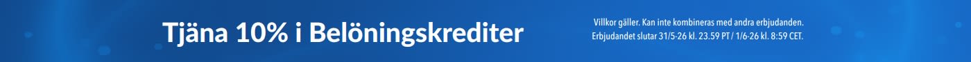 Blå banner som marknadsför 