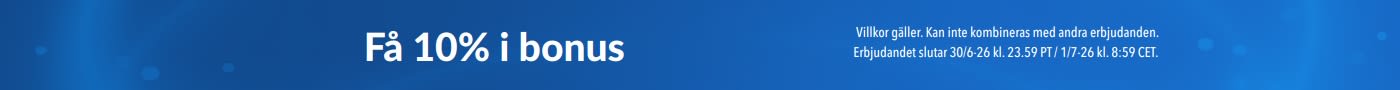 Blå banner som marknadsför 