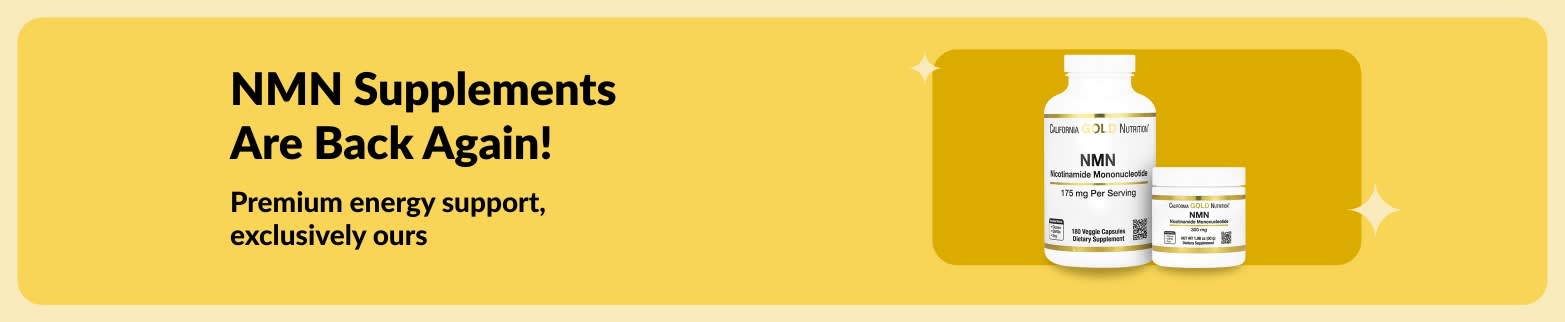 iHerb banner mentioning NMN supplements are back again.