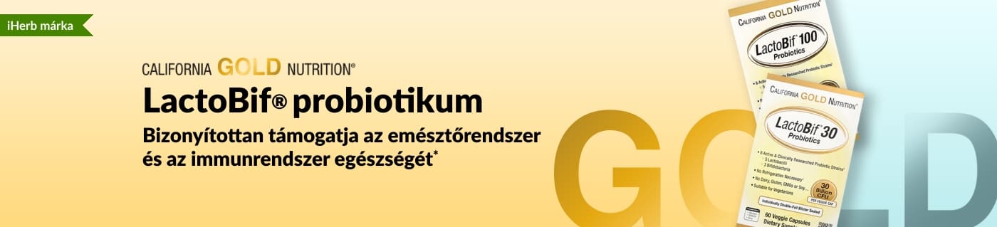 California Gold Nutrition LactoBif® probiotikumos étrend-kiegészítő, amely bizonyítottan támogatja az emésztőrendszer és az immunrendszer egészségét*, és kizárólag az iHerb kínálatában kapható.
