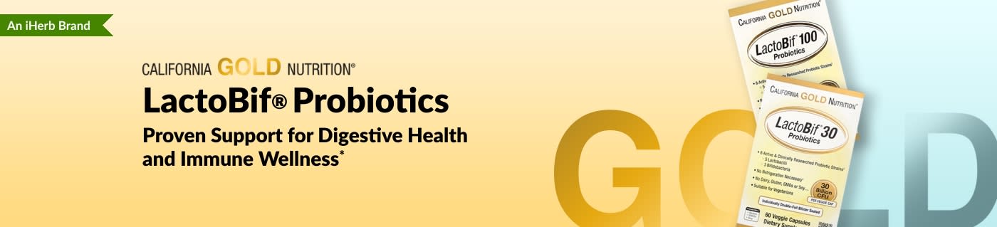 California Gold Nutrition LactoBif® Probiotics supplement offering proven support for digestive health and immune wellness*, exclusively available at iHerb.