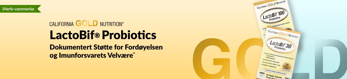 California Gold Nutrition LactoBif® Probiotics er et kosttilskudd som gir dokumentert støtte til fordøyelsen og immunforsvaret – eksklusivt tilgjengelig hos iHerb.