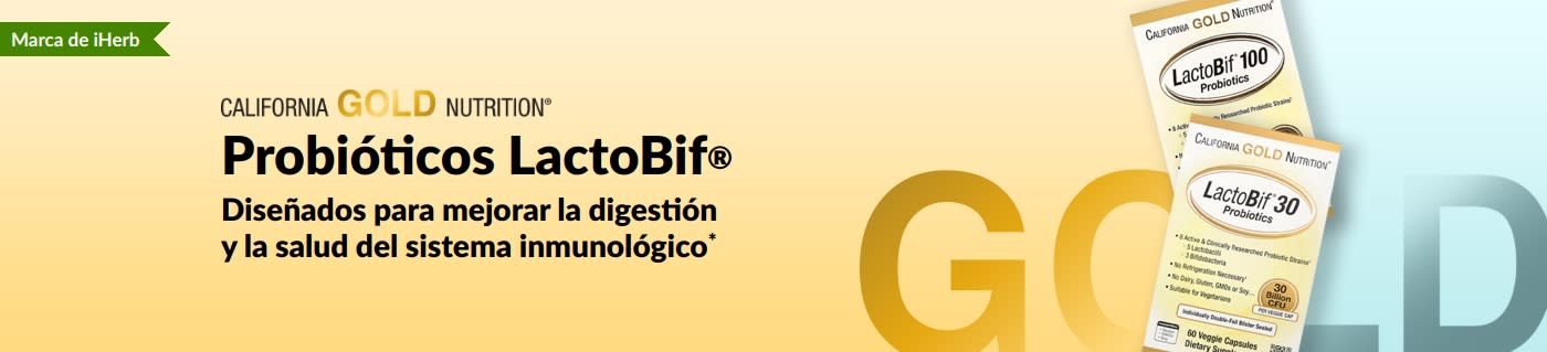 Probióticos LactoBif® de California Gold Nutrition, diseñados para mejorar la digestión y la salud del sistema inmunológico, disponibles solo en iHerb.