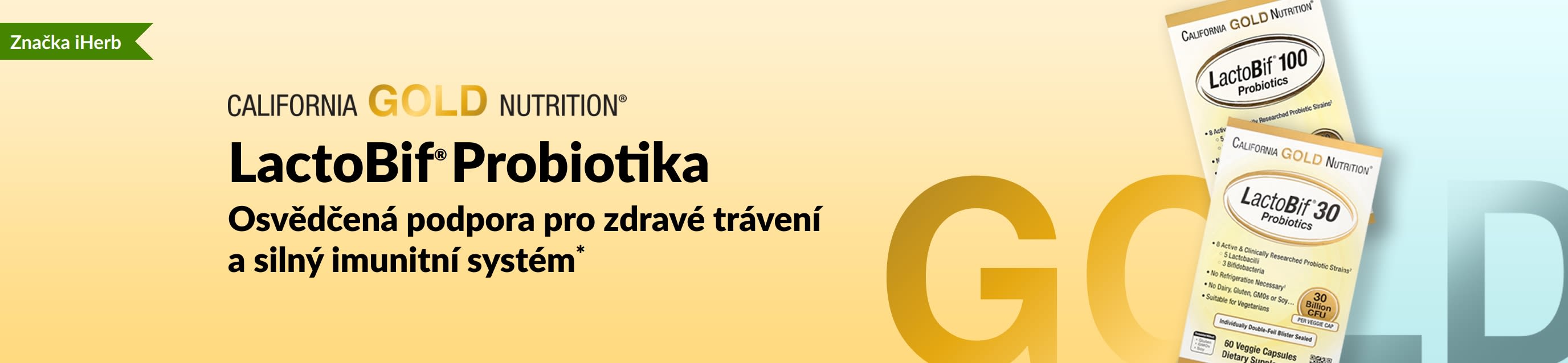Probiotika California Gold Nutrition LactoBif® – podpora pro zdravé trávení a imunitní systém*, exkluzivně na iHerb.