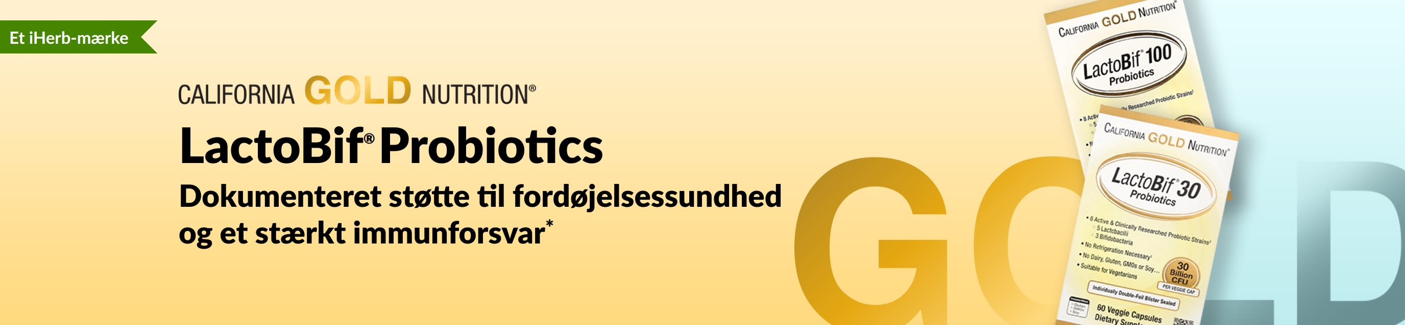 California Gold Nutrition LactoBif® Probiotics-kosttilskud, der tilbyder dokumenteret støtte til fordøjelsessundhed og immunforsvar*, eksklusivt tilgængeligt hos iHerb.