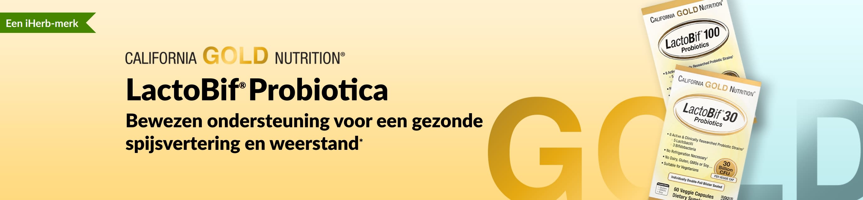 California Gold Nutrition LactoBif® Probiotica supplement, dat bewezen ondersteuning biedt voor een gezonde spijsvertering en een sterk immuunsysteem*. Exclusief verkrijgbaar bij iHerb.