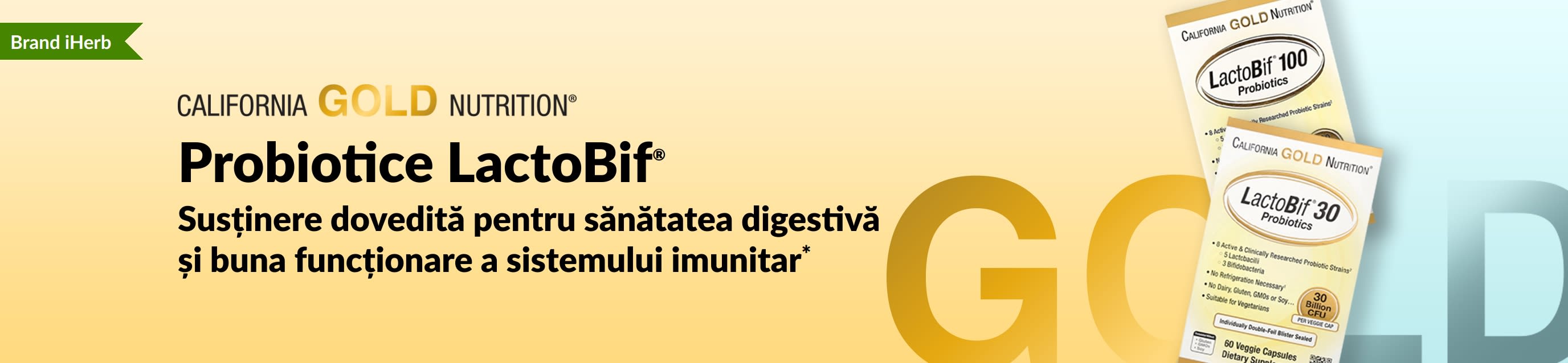 Probioticul California Gold Nutrition LactoBif® oferă susținere pentru digestie și imunitate*: disponibil doar la iHerb.