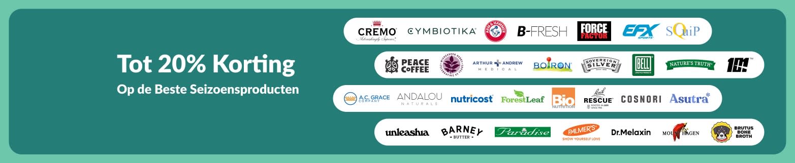 iHerb banner met tot 20% korting op de beste merken voor het seizoen