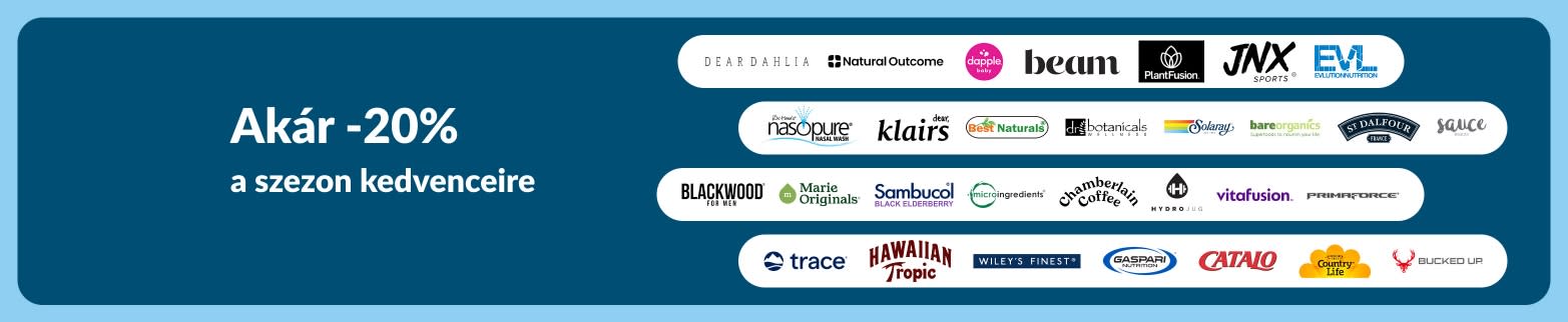 iHerb banner, amely akár 20% kedvezményt kínál a szezon kedvenceire.