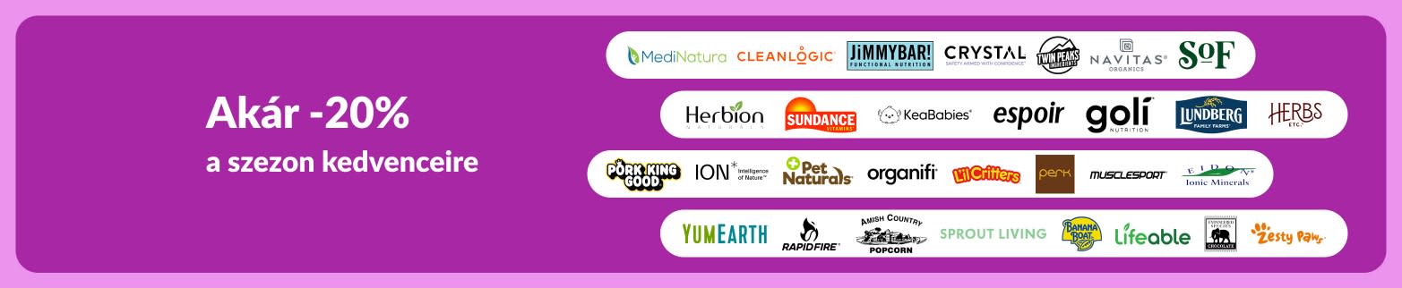 iHerb banner, amely akár 20% kedvezményt kínál a szezon kedvenceire.
