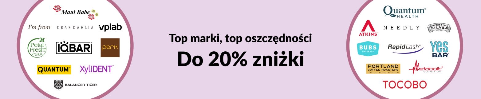 Do 20% zniżki na topowe marki w iHerb: Quantum, Atkins, Dear Dahlia, IQBAR, Petal Fresh, Tocobo i wiele innych.