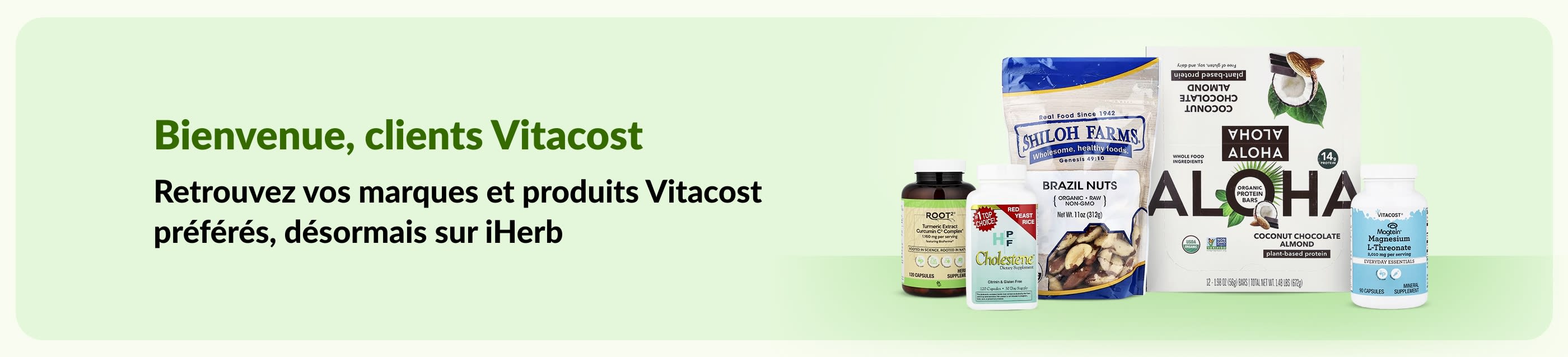 Bienvenue, clients Vitacost — découvrez vos marques et produits Vitacost préférés, désormais disponibles sur iHerb.