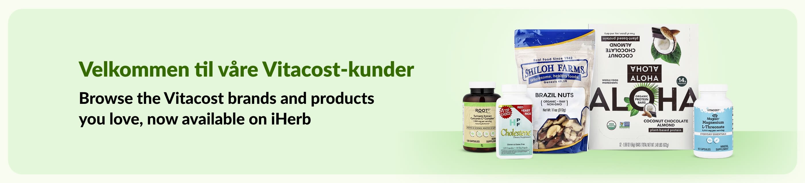 Velkommen til våre Vitacost-kunder – utforsk dine favorittmerker og produkter fra Vitacost, nå tilgjengelig hos iHerb.