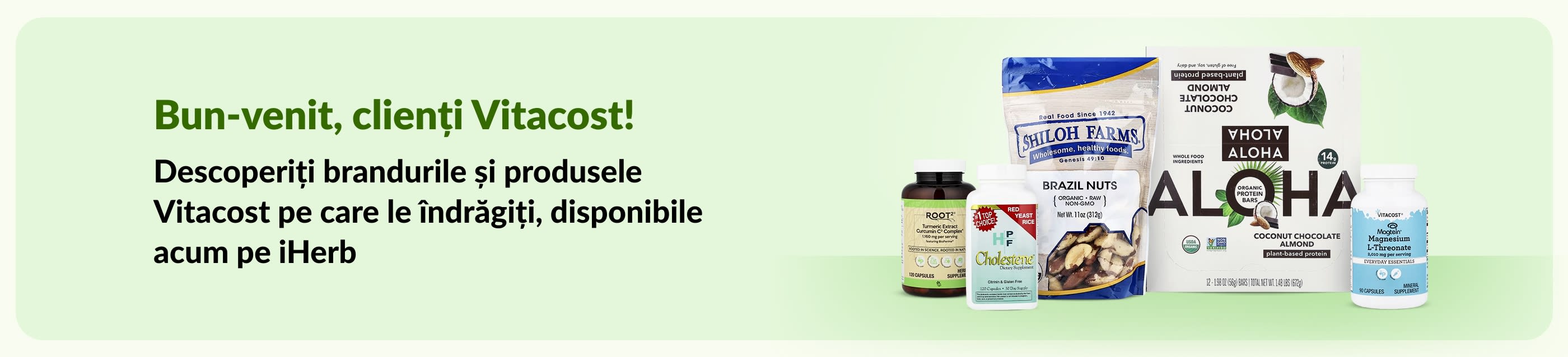 Bun-venit, clienți Vitacost - descoperiți brandurile și produsele Vitacost preferate, disponibile acum pe iHerb.