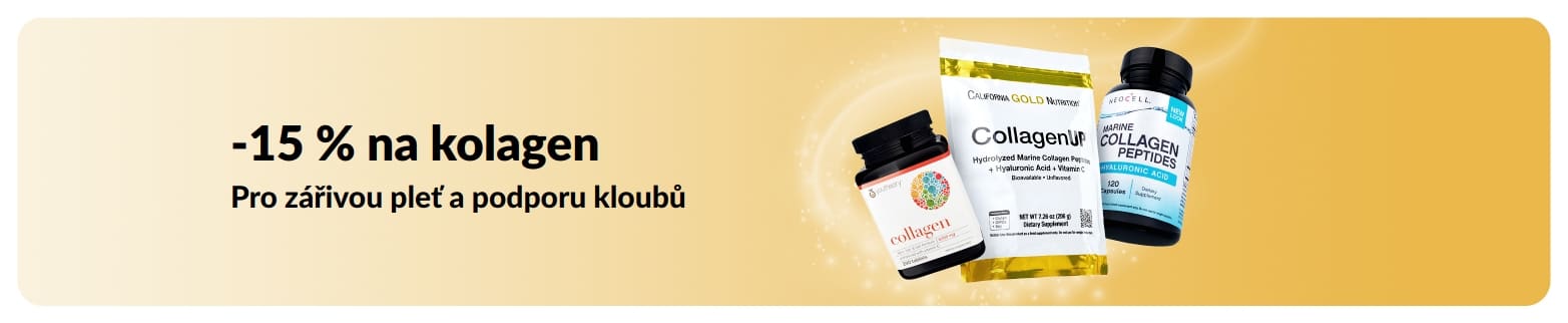 Banner iHerb nabízející 15% slevu na kolagen.