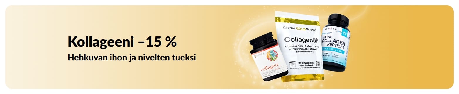 iHerbin banneri, joka tarjoaa 15 % alennusta kollageenista.
