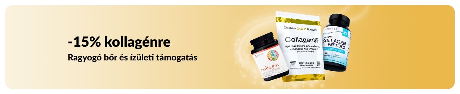 Kollagénre 15% kedvezményt kínáló iHerb banner.
