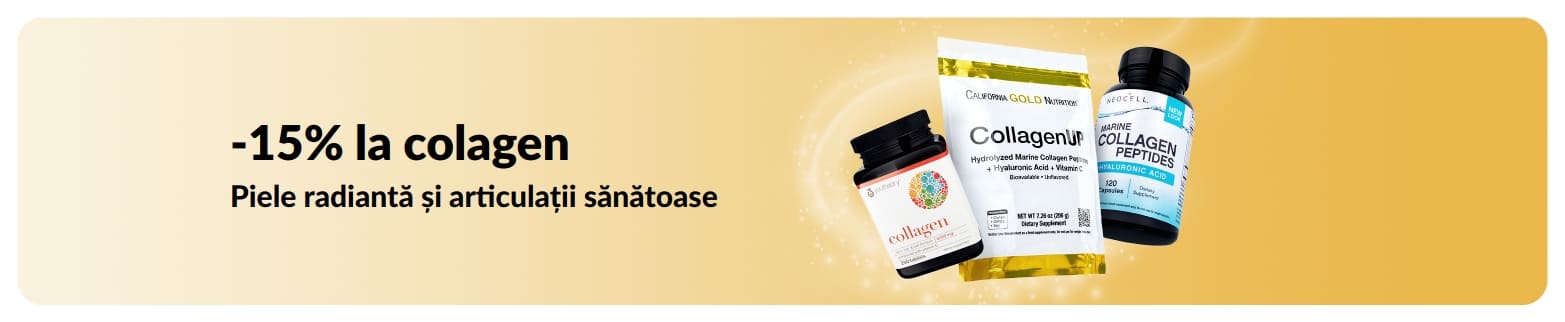 Banner iHerb cu 15% reducere la colagen.