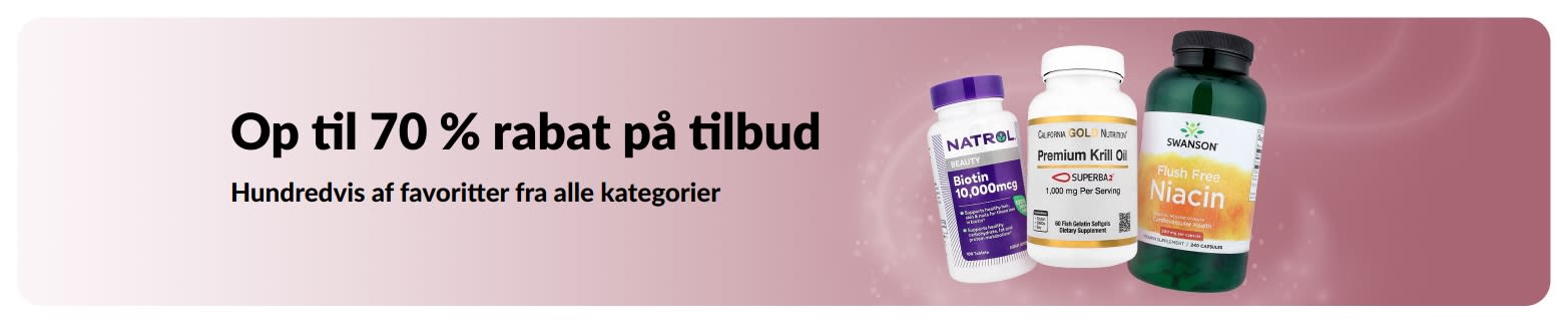 Banner, der reklamerer for op til 70 % rabat på tilbud
