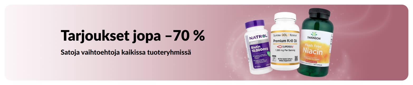 Banneri, joka lupaa tarjouksilla jopa –70 %