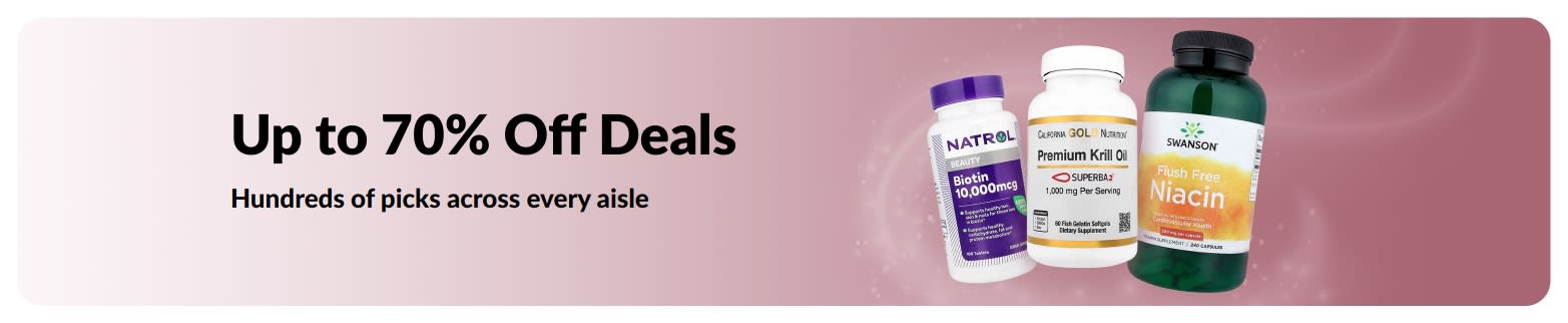 Banner promoting up to 70% off deals