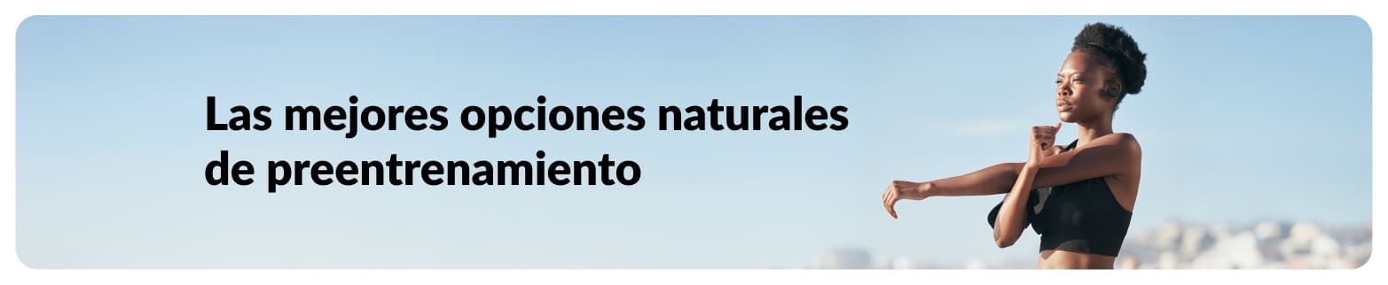 Banner de un blog de iHerb sobre opciones naturales de preentrenamiento