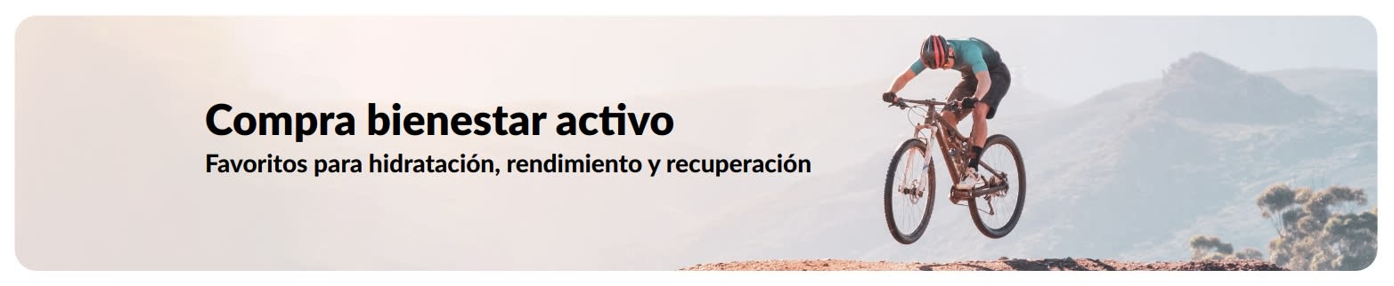 Banner de iHerb que promueve un estilo de vida activo, la hidratación, el rendimiento y la recuperación