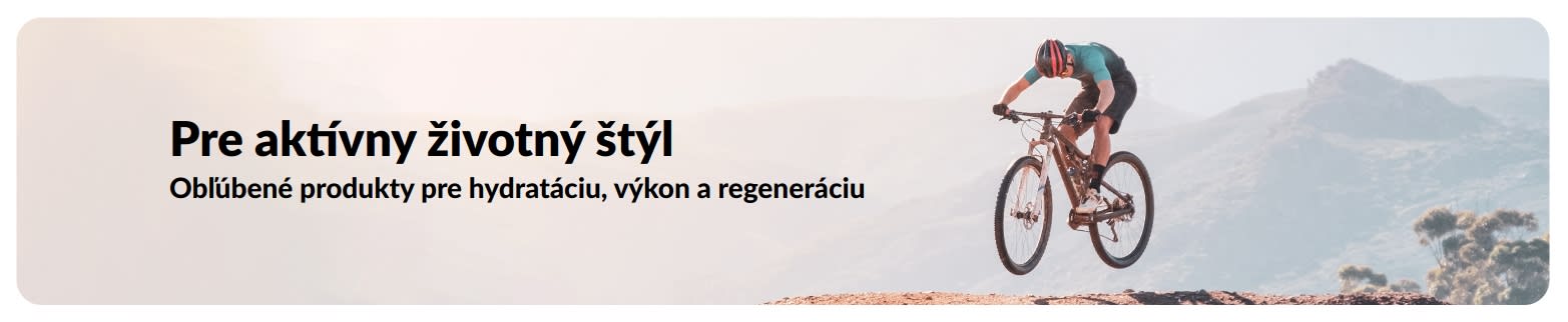 iHerb baner propagujúci aktívny životný štýl so zameraním na obľúbené produkty pre hydratáciu, výkon a regeneráciu