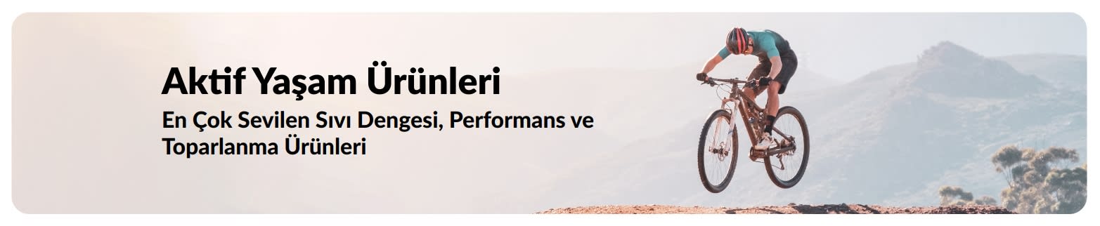 Sıvı dengesi, performans ve toparlanma için favori ürünlere odaklanan aktif yaşam temalı iHerb bannerı