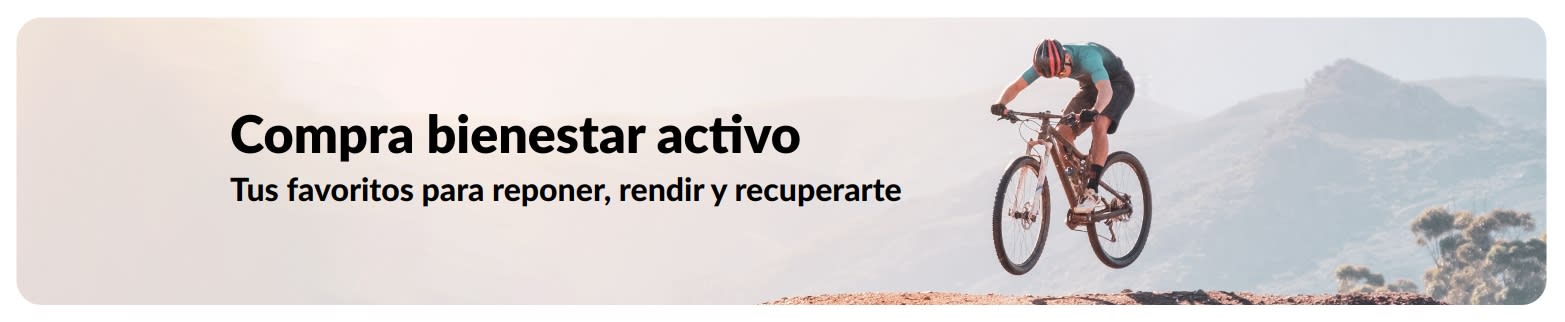 Banner de iHerb promocionando un estilo de vida activo con foco en los favoritos de hidratación, rendimiento y recuperación