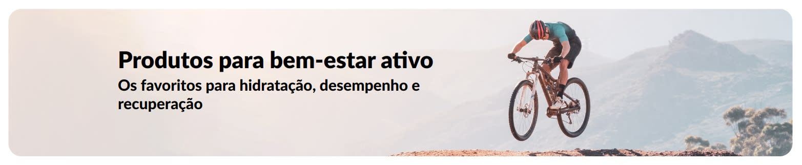 Banner da iHerb promovendo um estilo de vida ativo com foco em hidratação, desempenho e recuperação