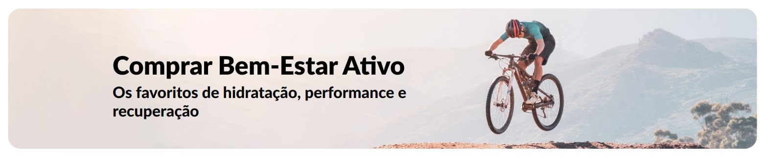 Banner da iHerb a promover um estilo de vida ativo com foco nos favoritos de hidratação, performance e recuperação
